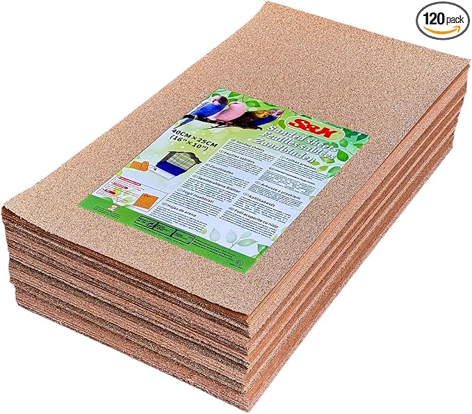 S&X Gravel Paper for Bird Cage 120-Pack 16” x 10” Bird Cage Liners Disposable | Accessories for Parakeets Cockatiels Canaries Finches Conures Easier Cleaning and Bird Health | Thick, flat gravel paper eases cage cleanup – gritty surface helps trim claw...