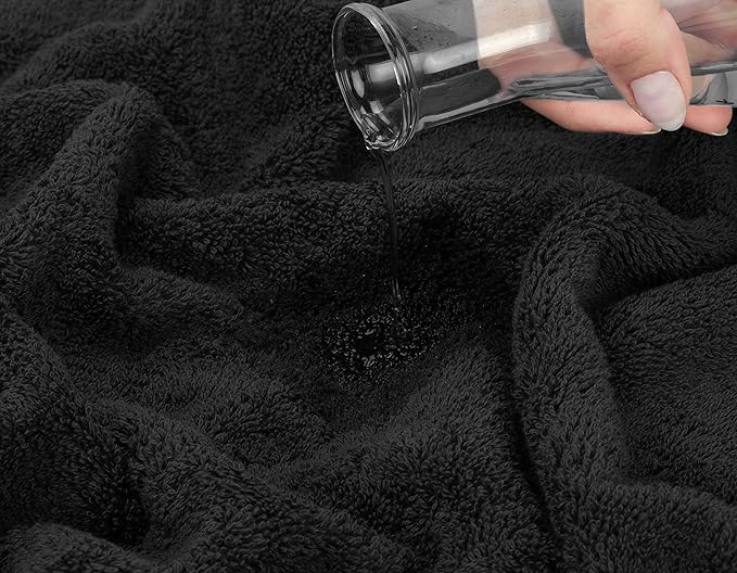 American Soft Linen Luxury Washcloths for Bathroom, 600 GSM 100% Cotton 4 Piece Turkish Wash Cloth Set, 13x13 in Soft Rags for Body and Face, Black Washcloths