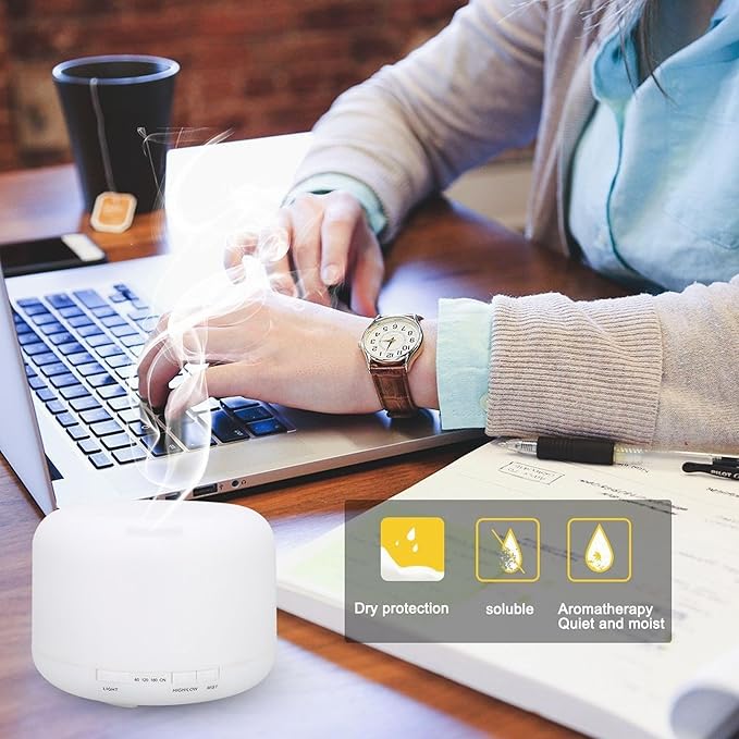 EcoGecko Mr Mister 1000ML Ultrasonic Aromatherapy Essential Oil Air Diffuser, Cool Mist Humidifer with 7 Color LED Light, Waterless Auto Shut-Off