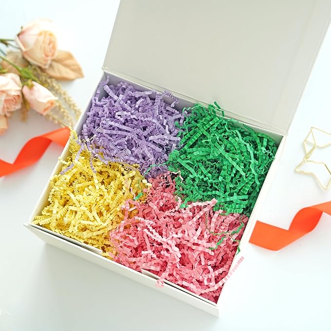 Bobobag - 1LB Crinkle Cut Paper Shred Filler Recyclable Gift Wrap Confetti Raffia Grass Shred Paper for Easter Baskets Filler Creative Eggs Decor(Lavender Purple)