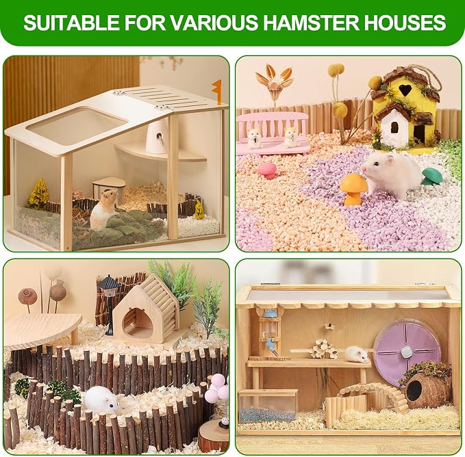 Hamster Cage Sprays Flower Foraging Holder - Natural Wood Feeding Stand, Small Pet Habitat Accessories for Hamsters Mouse Guinea Pig Dwarf Gerbils Syrian Mice (Leaf - L Shape)