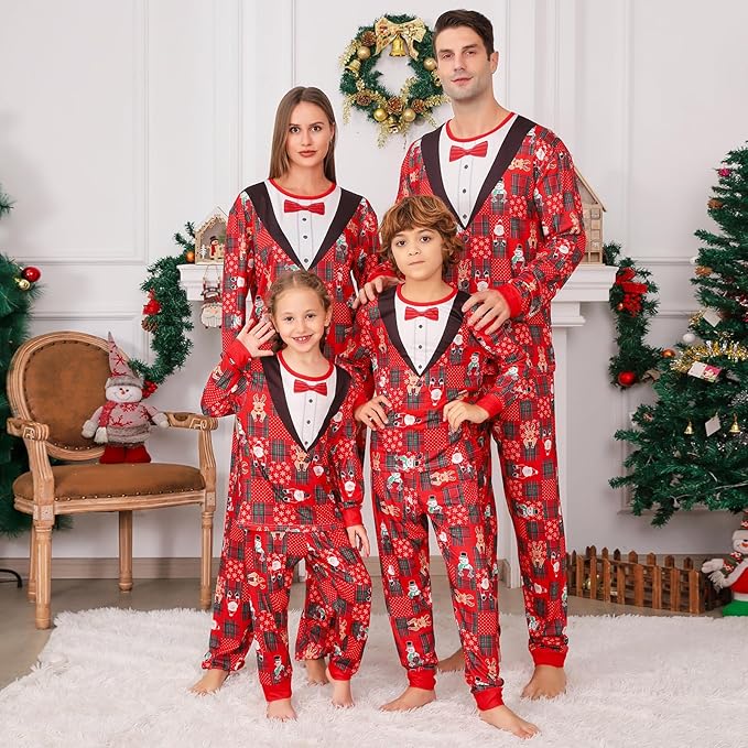 PYAEAS Matching Family Pajamas Sets Christmas PJ's Jammies Holiday Sleepwear Loungewear for Adult Women Men Xmas Outfits