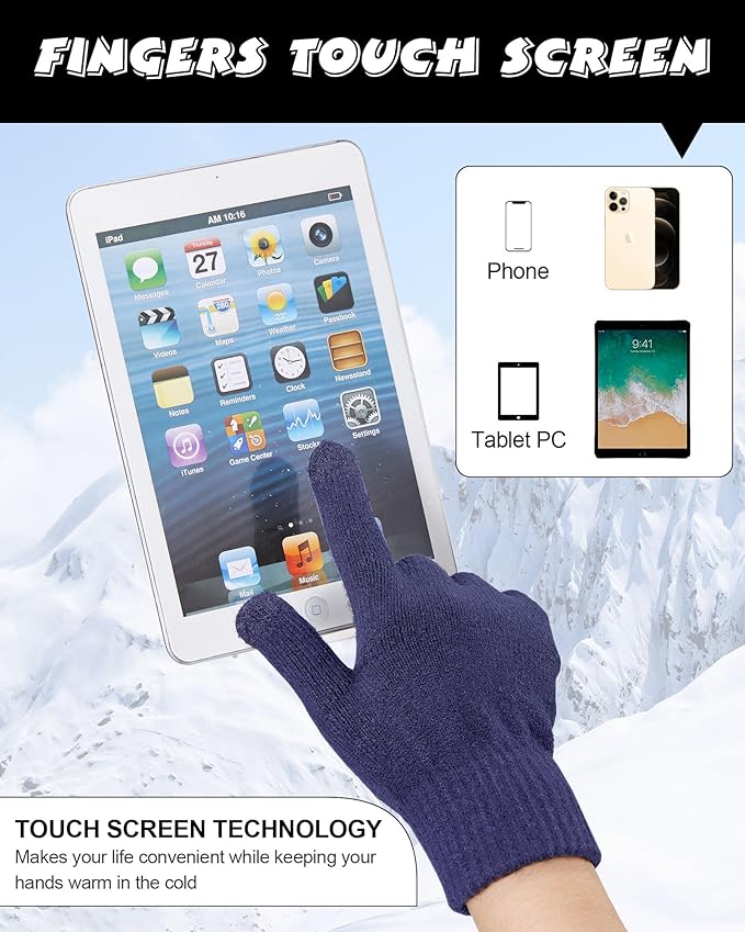 10 Pieces Winter Hat Beanie Scarf Touch Screen Gloves and Sock Set Slouchy Knit Skull Cap Beanies Fleece Lining Neck Warmer
