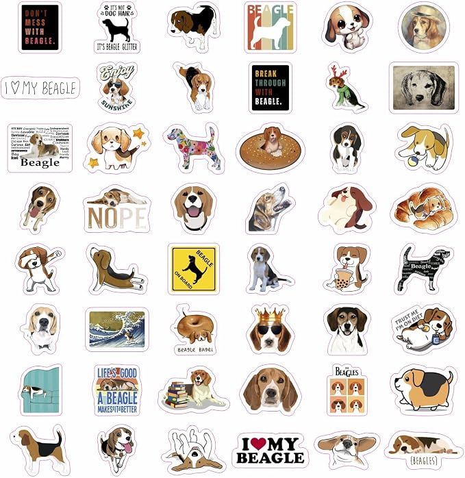 100Pcs Beagle Stickers for Water Bottle and Laptop - Dog Lover Party Supplies & Decorations, Waterproof Vinyl Puppy Decals, Cute Beagle Stickers Laptop Decals, Gifts for Women & Men