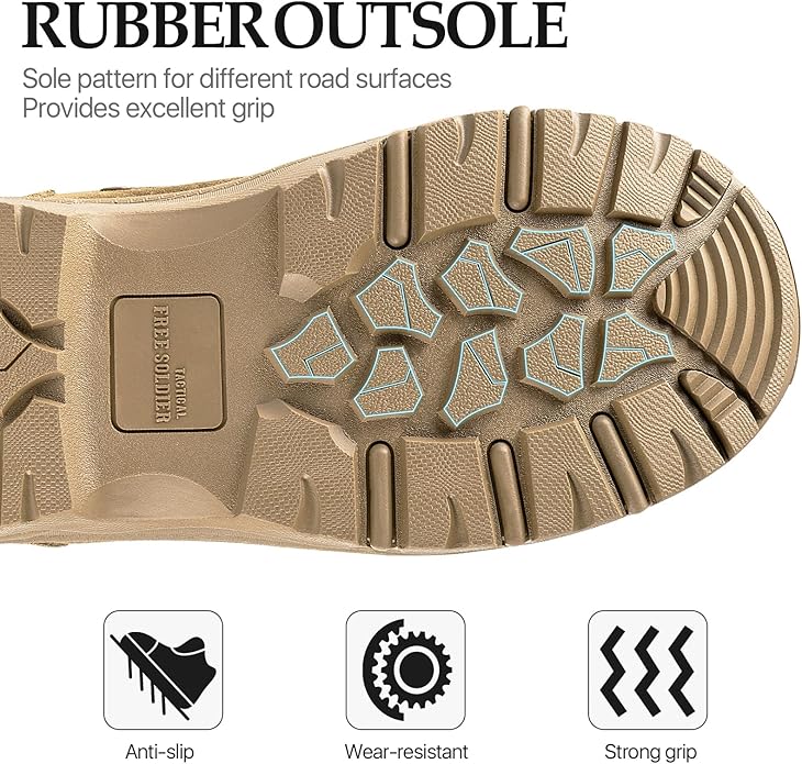 FREE SOLDIER Men's Work Tactical Boots 8 Inches Lightweight Combat Boots Durable Suede Leather Military Boot Desert Boot