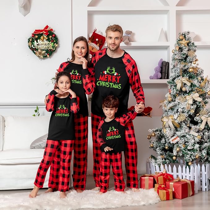 TEERAPHIQUE Christmas Pajamas for Family,Family Holiday Pajamas Matching Sets,Xmas Jammies for Couples