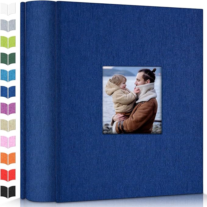Photo Album 4x6 with 1000 Pockets,Slip-in Picture Albums,Linen Cover Memory Book with Front Window,White Page Vertical Photo Book for Wedding,Family,Anniversare,Baby,Vacation
