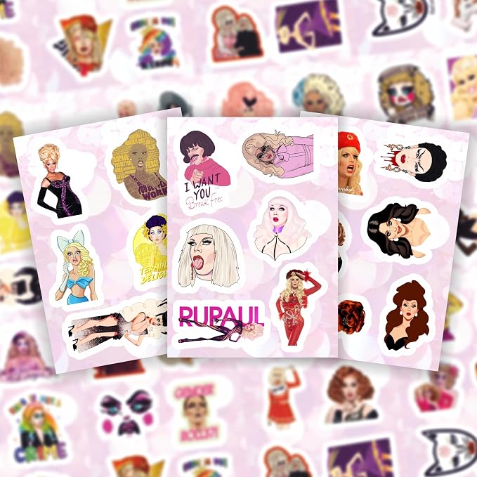100Pcs Drag Queen Stickers for Water Bottle and Laptop - Pride Party Supplies, Decorations & Gifts, Waterproof Vinyl Decals, Gifts for Women & Men