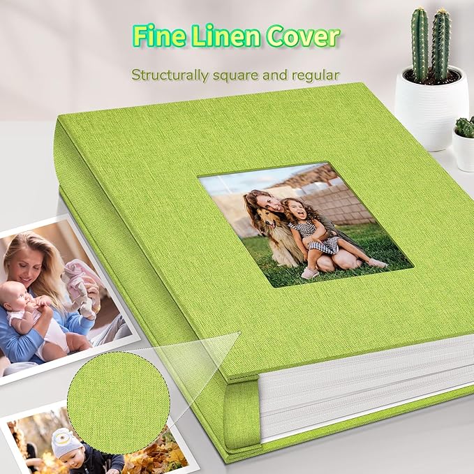 Photo Album 4x6 with 1000 Pockets,Slip-in Picture Albums,Linen Cover Memory Book with Front Window,White Page Vertical Photo Book for Wedding,Family,Anniversare,Baby,Vacation