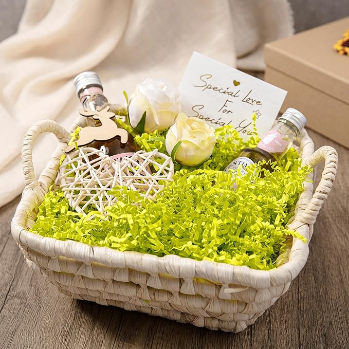 Mefleet 1/2 LB Crinkle Cut Paper Shred Filler 8 oz Light Green Crinkle Shredded Paper for Gift Box - Gift Basket Bag Filler - Grass Cushion Stuffing for Easter, Mother's day, Holiday Packaging Wrapping