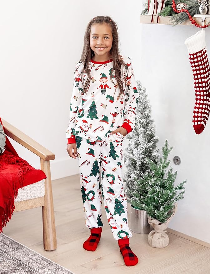 PATPAT Christmas Family Matching Pajama Sets Includes Christmas Socks - Perfect for Family Photos & Holiday Celebrations