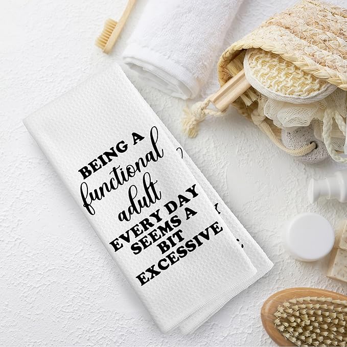 Funny Sarcastic Adult Dish Towels 16x24 Inches, Decorative Absorbent Hand Tea Kitchen Bathroom Towels