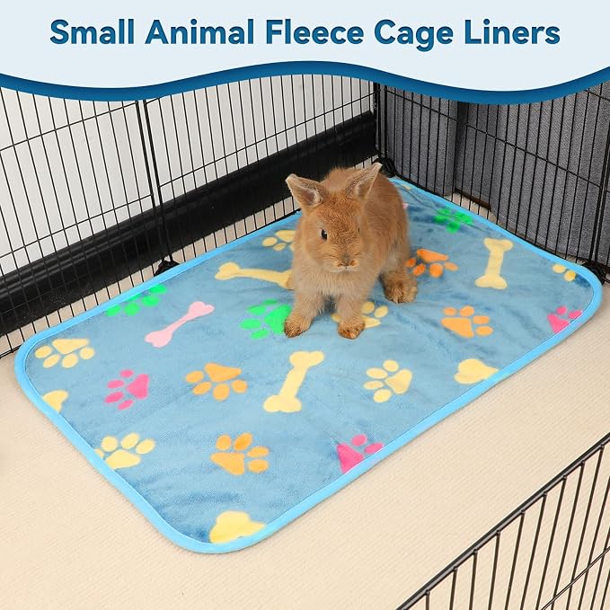 YUEPET 3 Pack Waterproof Guinea Pig Blankets, Fleece Cage Liners, M | Guinea Pig Fleece Cage Liners, Waterproof Backing, Machine Washable, Soft Fleece bunny blanket, 35 x 24 in