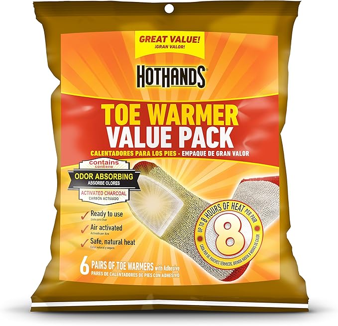 HotHands Toe Warmers - Long Lasting Safe Natural Odorless Air Activated Warmers - Up to 8 Hours of Heat - 6 Pair