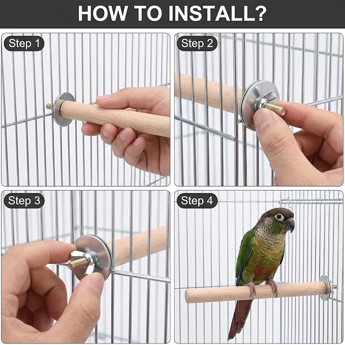 3Pcs Wooden Bird Perch – Natural Parrot Perches Stand with 3 Different Widths (3.9, 5.9, 7.9in), Climbing Branch Rods for Cockatiels, Parakeets, Budgies, Cage Accessories & Toys
