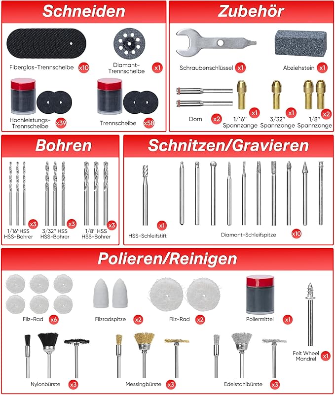 SHALL 508-Piece Rotary Tool Accessories Kit, Universal Rotary Tool Bits for Sanding, Cutting, Grinding, Drilling, Carving, Engraving, Polishing, Cleaning, Rotary Tool Attachments with Carrying Case