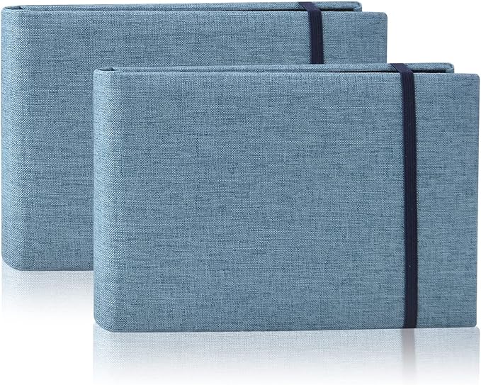 2PACK 4x6 Photo Album, 4x6 100 Pockets Linen Cover Photobook Small Capacity Pictures Book Easy to Classify and Portable for Wedding Family Baby Vacation (Blue)