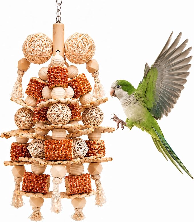 Bird Toys Natural Corn Cob Loofah Chew Toys for Small Medium Parrots | Bird Chew Toys,Cage Accessories,Natural Corn Cob Loofah Slices,for Cockatiels Lovebirds Small&Medium Parrots,Keep Bird Active