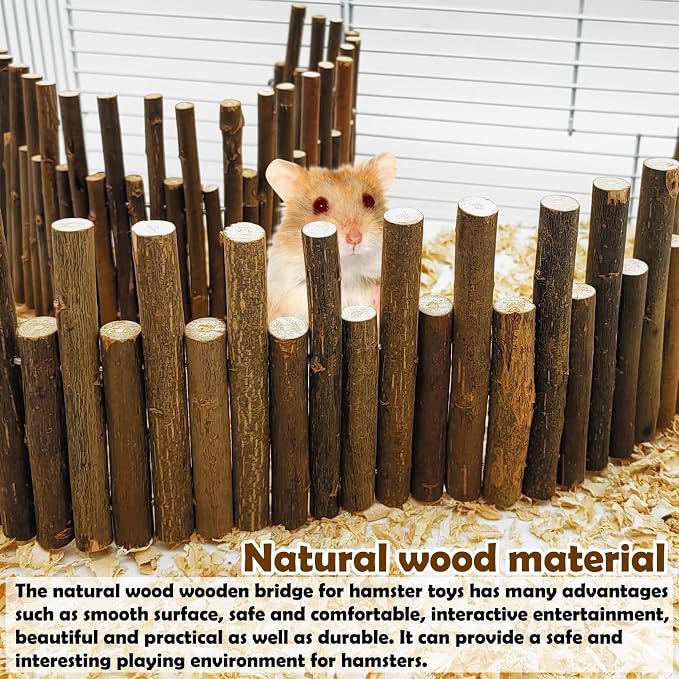 PINVNBY Hamster Suspension Bridge (19.7in and 9.8in) Bendy Natural Wood Bridge Long Climbing Ladder Hamster Cage Accessories for Guinea Pig Dwarf Sugar Glider Rat Mouse