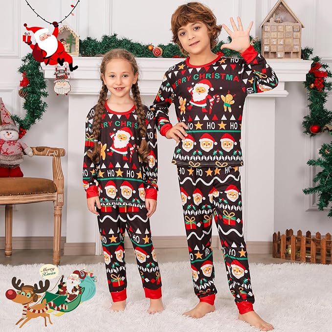 ANGELGGH Matching Christmas Pajamas for Family, Cute Vacation PJs Sets for Couples/Women/Men, Xmas 2 Piece Jammies Sleepwear