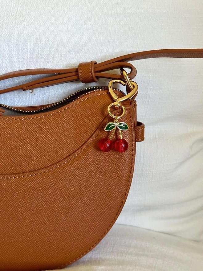 Agromusk Cute Cherry Keychain,Kawaii Cherry Bag Purse Charms for Women Car Keys Decor Gifts Stuff Accessories