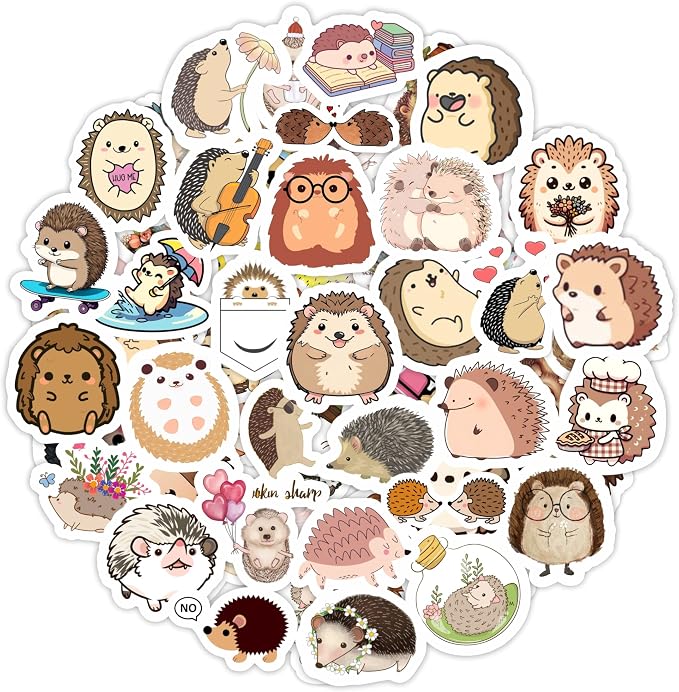 100Pcs Hedgehog Stickers for Water Bottle and Laptop - Hedgehog Party Supplies & Decorations, Waterproof Vinyl Decals, Cute Animal and Pet Stickers, Gifts for Women & Men