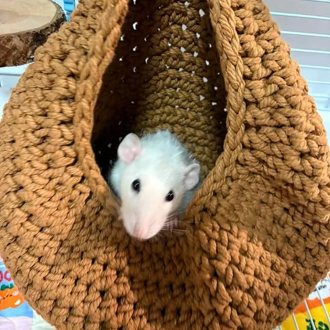 Small Pet Hammock Bed for Rats, Sugar Gliders, Rat Toys Soft Hanging Sleeping Hideout for Cage, Washable Comfortable Nest as Rat Cage Accessories，Blue