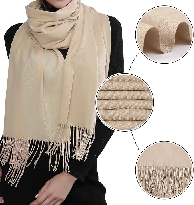 RIIQIICHY Women's Scarf Pashmina Shawls and Wraps for Evening Dress Bridesmaid Wedding Bridal Winter Warm Long Large Scarves