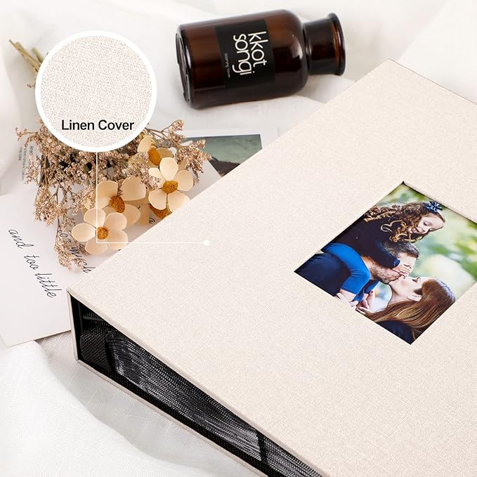 Ywlake Photo Album 4x6 400 Pockets, Linen Photo Albums Holds 400 Vertical Pictures Only Beige