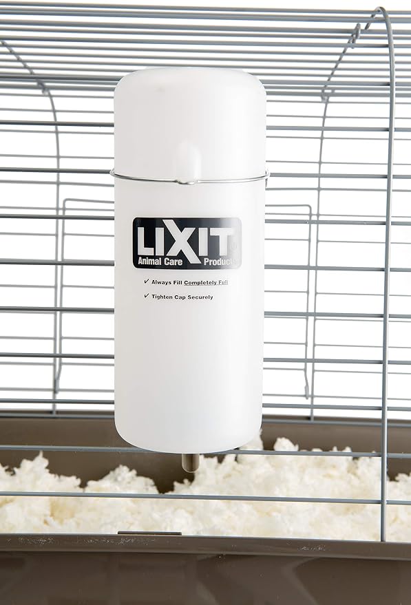 Lixit Wide Mouth BPA-Free Cage Water Bottles for Rabbits, Ferrets, Guinea Pigs, Rats, Chinchillas, Hamsters, Mice, Hedgehogs, Gerbils and Other Small Animals. (Translucent, 32 Ounce Pack of 2)