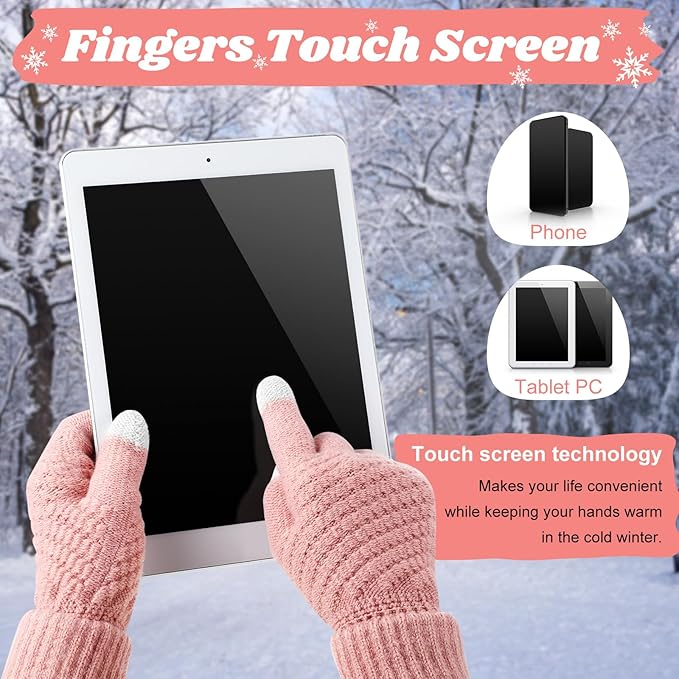 JenPen 4 Pcs Winter Hat Scarf and Gloves Set for Women Include Ear Cover Cold Weather Scarf Hat Knit Beanie Gloves