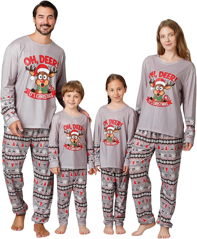 ANGELGGH Matching Christmas Pajamas for Family, Cute Vacation PJs Sets for Couples/Women/Men, Xmas 2 Piece Jammies Sleepwear