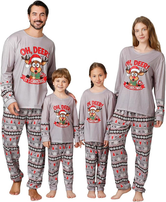 ANGELGGH Matching Christmas Pajamas for Family, Cute Vacation PJs Sets for Couples/Women/Men, Xmas 2 Piece Jammies Sleepwear