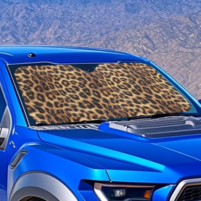 Golden Leopard Print Windshield Sun Shade Foldable Front Windshield Sun Shade for Heat Protection Car Accessories Keep Your Vehicle Cool