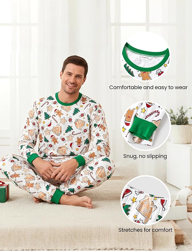 PATPAT Christmas Family Matching Pajama Sets Includes Christmas Socks - Perfect for Family Photos & Holiday Celebrations