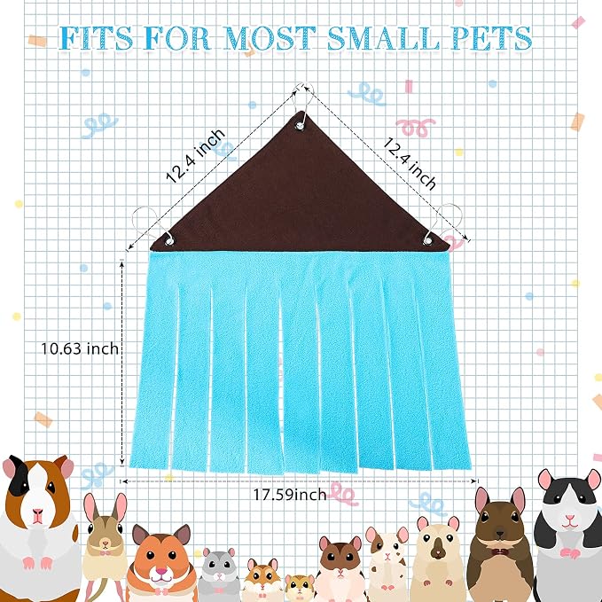 Shappy 2 Pcs Guinea Pig Hideout Hideaway Cage Hammock, Leopard | Corner Hideout Hammock, Soft Fleece for Ferrets Chinchillas Hedgehogs, Cozy Hide with Fringe Curtain Design
