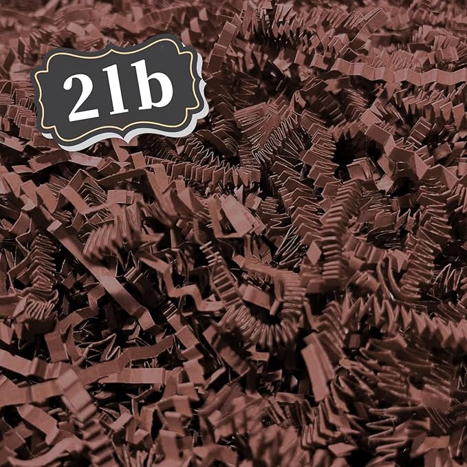 2 LB Brown Crinkle Cut Paper Shred Filler Great for Gift Wrapping, Basket Filling, Birthday, Wedding, Halloween, Thanksgiving, Christmas Day, New Year Party Decorations Filling Supplies A