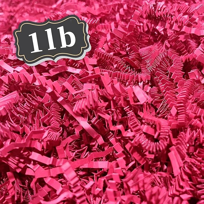 ZEBMOON 1 LB Fuschia Crinkle Cut Paper Shred Filler Great for Gift Wrapping, Basket Filling, Birthday, Wedding, Halloween, Thanksgiving, Christmas Day, New Year Party Decorations Filling Supplies