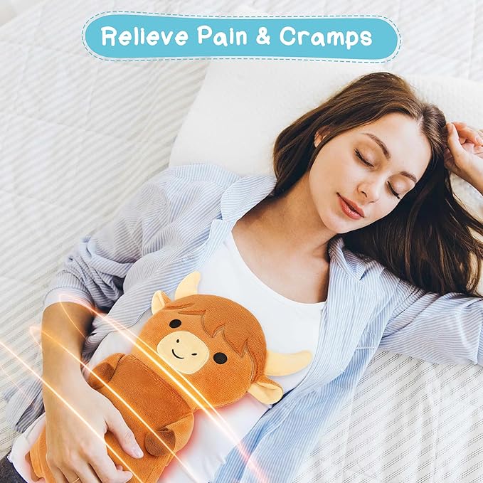 Microwave Heating Pad for Cramps & Period Pain Relief, Highland Cow Microwavable Heating Pad for Women and Kids, Cow Plush Heat Pack for Neck Shoulder Knee, Warmer Pad for Birthday Mother's Day