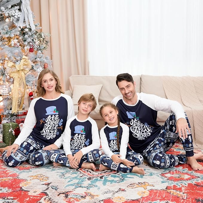 Christmas Family Pajamas Set Matching Holiday Plaid Sleepwear Set Reindeer/Tree Print Loungewear for Xmas Eve