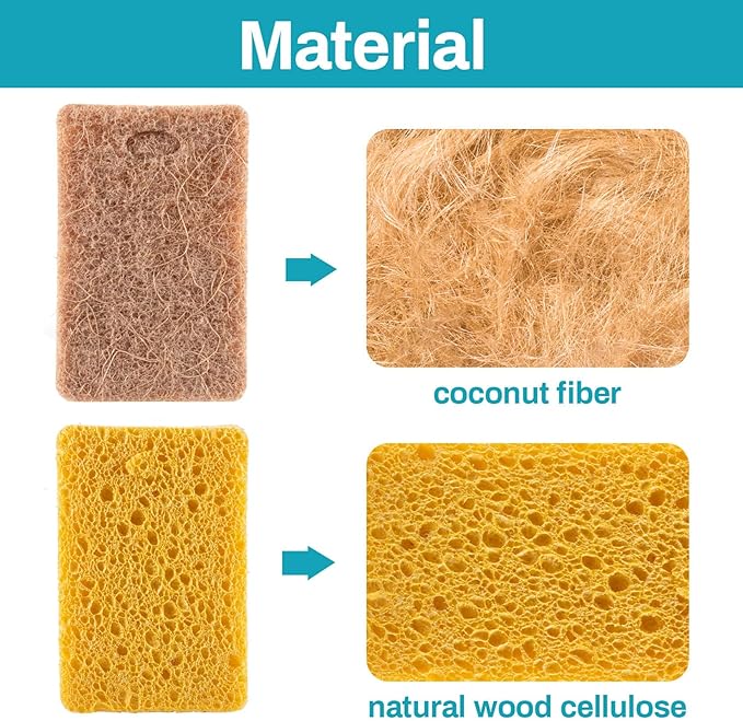 MAQIHAN 10PCS Natural Sponges for Dishes - Biodegradable Sponges Kitchen Eco Friendly Dish Sponge Non-Scratch Sponges for Cleaning Kitchen