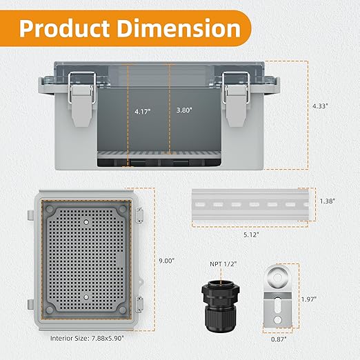 Joinfworld Outdoor WiFi Enclosure Weatherproof Locking Outdoor WiFi Box Plastic Waterproof Switch Router Enclosure Box 8.7x6.7x4.3