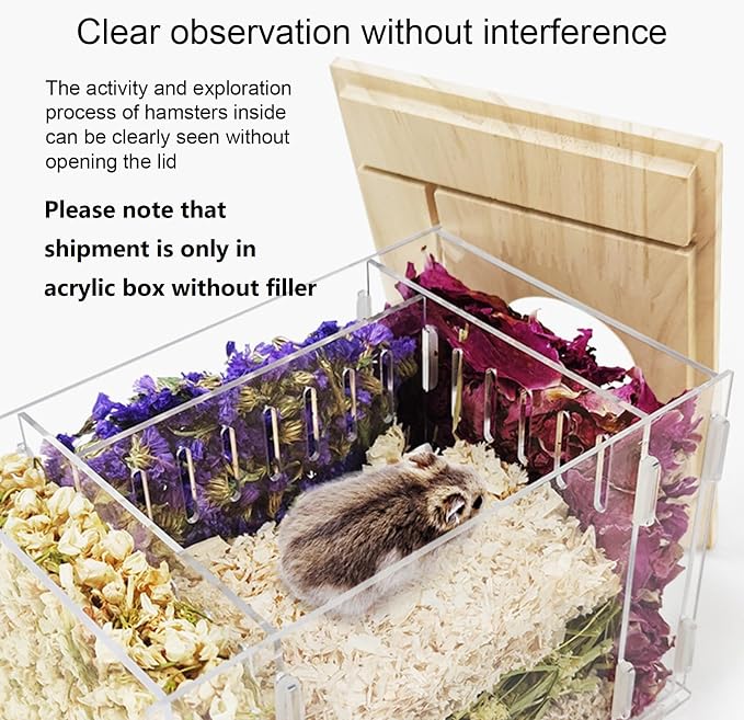 Visible Hamster Digging Box(Acrylic) | for Syrian Dwarf Hamsters, Acrylic Critter's Sand Bath Shower Room & Digging Sand Container,Transparent