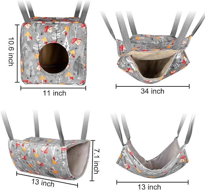 Glittme 4 Pack Cozy Ferret Hammock, Soft Washable Cage Bed for Small Animals