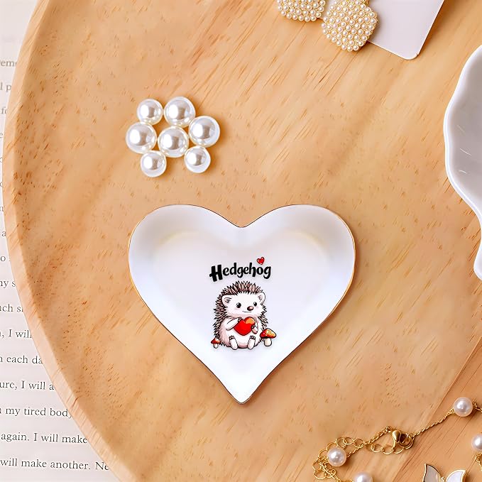 Hedgehog Ring Holder Dish Tray, Gifts For Women Teens Girls, Hedgehog Lovers Themed Stuff Accessories Things Decor Merch, Home Room Ring Earrings Necklace Organizer Holder!
