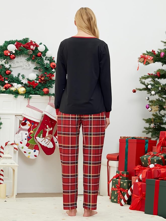 YIJIU Christmas Pajamas Cute Deer Print Long Sleeve Totem PJS Set