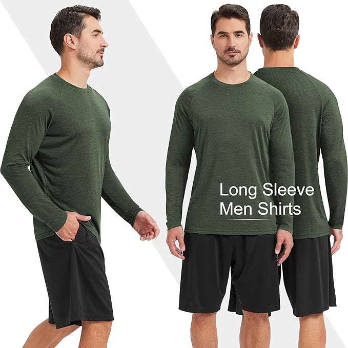 MLYENX 7 Pack Long Sleeve Shirts for Men UPF 50+ UV Sun Protection Quick Dry Moisture Wicking Workout Tee Shirts