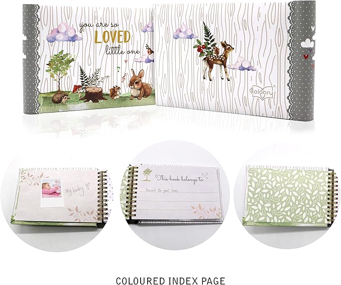 Holoary You Are So Loved Little One Grandma's Brag Book, Small Baby Photo Album 4” x 6” 32 Photos, Woodland Animals Design