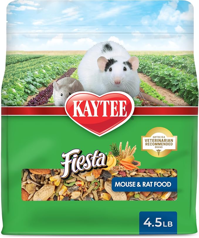 Kaytee Fiesta Mouse & Rat Food, Nutritious Blend, 4.5 Pounds | More mealtime fun. Mouse food blend. Fruits, veggies, rat enrichment