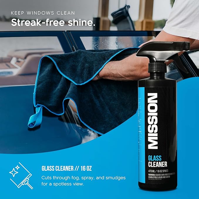 MISSION Boat Gear Cleaning Kit Premium Boat Detailing Kit with Boat Cleaner, Boat Vinyl Cleaner, Boat Seat Cleaner and Microfiber Towels, Complete Boat Cleaning Supplies for Interior and Exterior